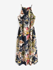 Navy Abstract Floral Strappy Maxi Summer Dress - Image 5 of 6