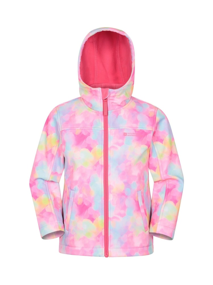 Mountain Warehouse Pink Exodus Kids Printed Water Resistant Softshell Jacket - Image 1 of 4 Mountain Warehouse Pink Exodus Kids Printed Water Resistant Softshell Jacket - Image 1 of 4