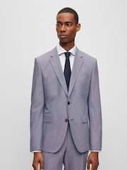 BOSS Blue Micro Patterned Stretch Regular Fit Jacket - Image 1 of 5
