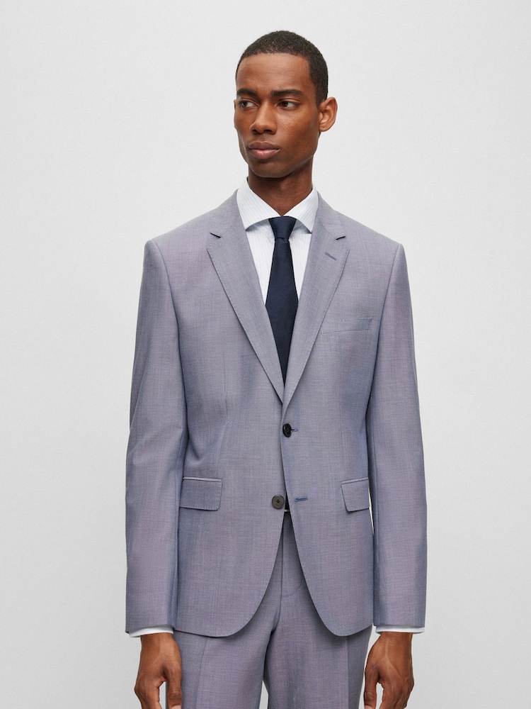 BOSS Blue Micro Patterned Stretch Regular Fit Jacket - Image 1 of 5