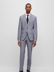 BOSS Blue Micro Patterned Stretch Regular Fit Jacket - Image 2 of 5