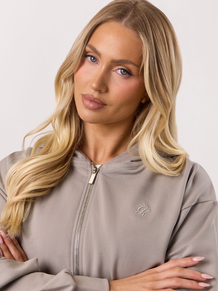 Gym King Grey Victory Loopback Full Zip Crop Hoodie - Image 4 of 4