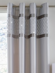 Catherine Lansfield Silver Sequin Cluster Eyelet Curtains - Image 1 of 2