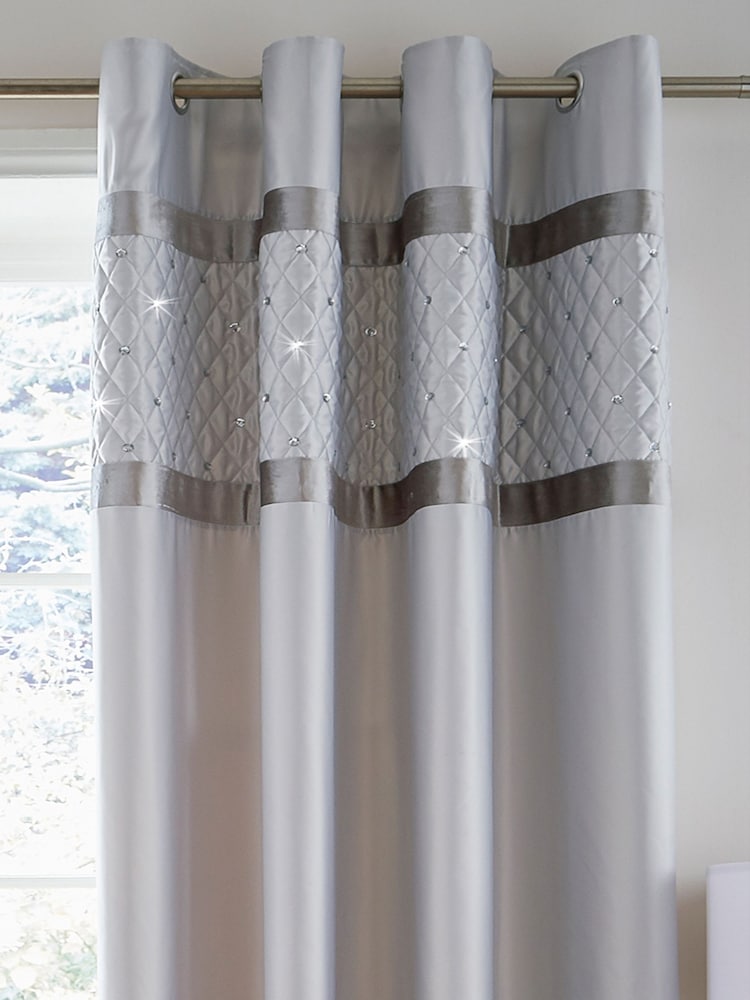 Catherine Lansfield Silver Sequin Cluster Eyelet Curtains - Image 1 of 2