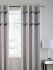 Catherine Lansfield Silver Sequin Cluster Eyelet Curtains - Image 2 of 2
