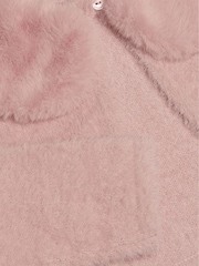 Monsoon Pink Detachable Collar Fuzzy Cardigan - Image 4 of 4