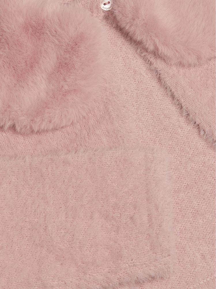 Monsoon Pink Detachable Collar Fuzzy Cardigan - Image 4 of 4