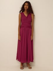 Monsoon Red Cowl Neck Satin Prom Dress - Image 1 of 3