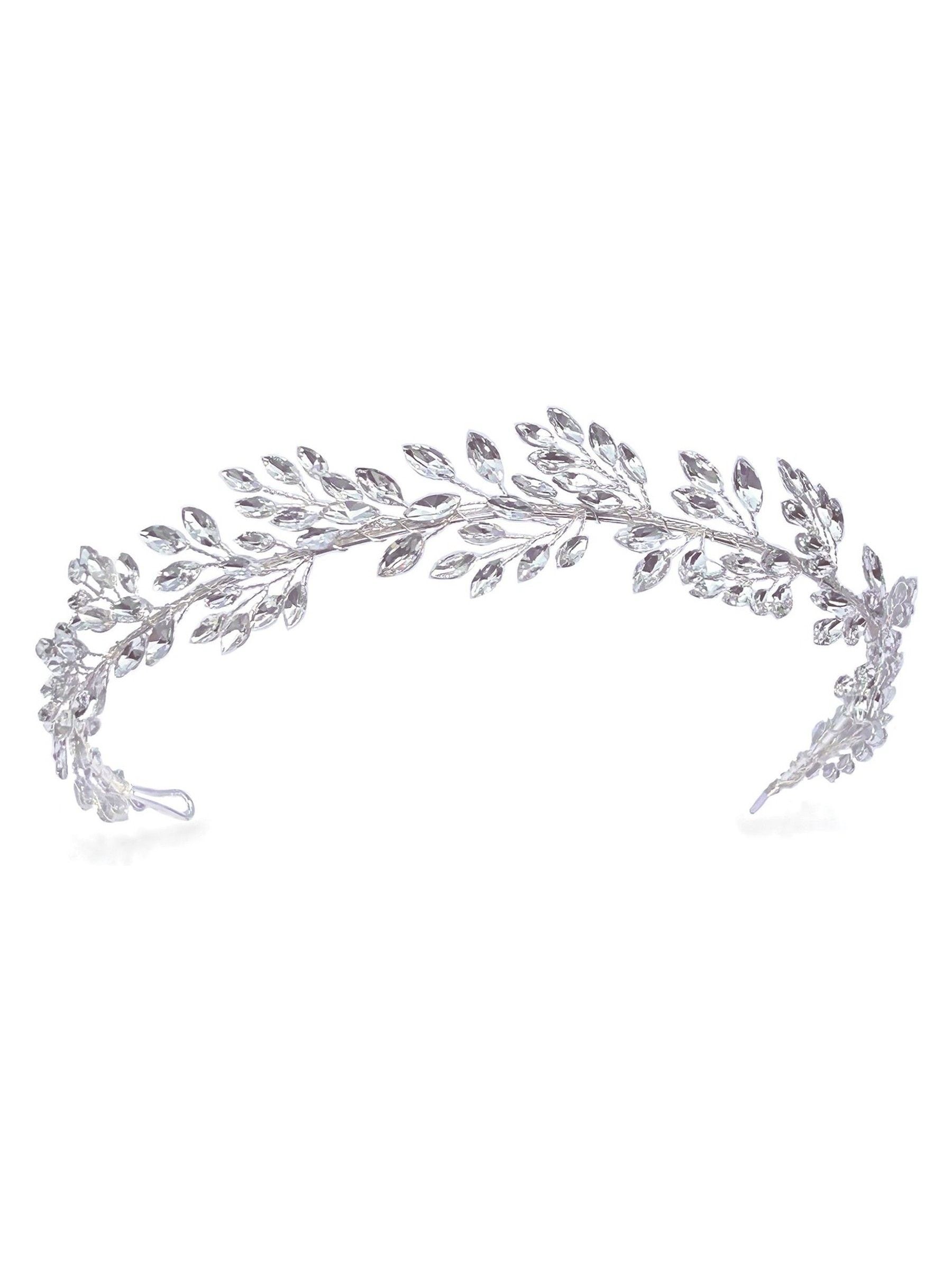 Ivory & Co Silver Utopia Leafy Crystal Headband