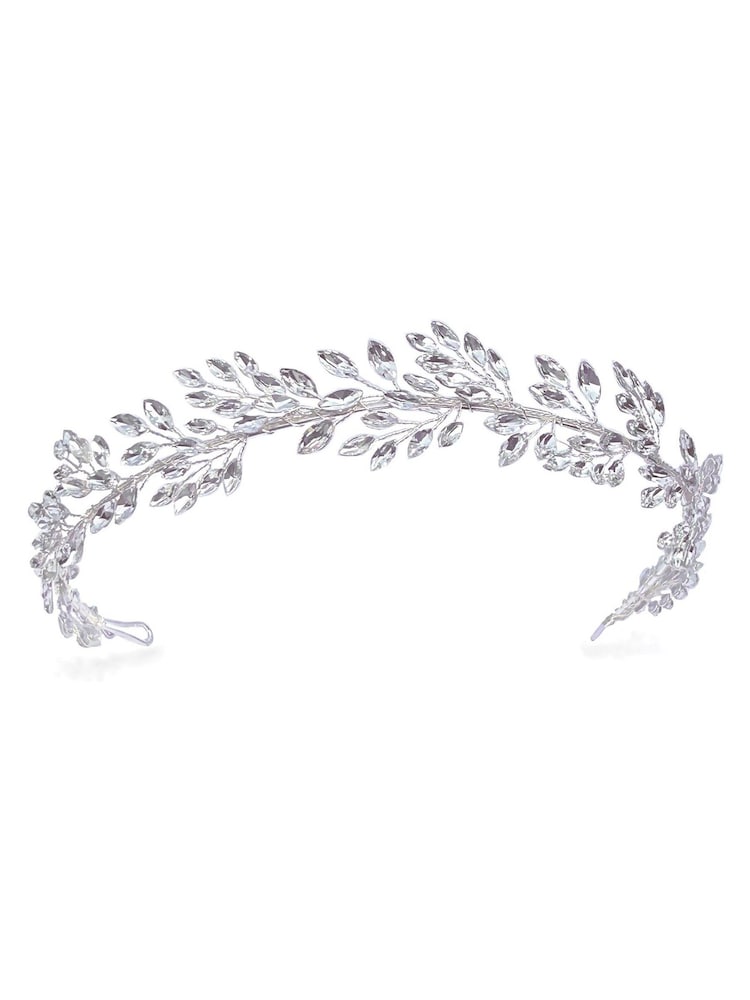 Ivory & Co Silver Utopia Leafy Crystal Headband - Image 1 of 5