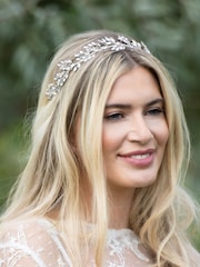 Ivory & Co Silver Utopia Leafy Crystal Headband - Image 3 of 5