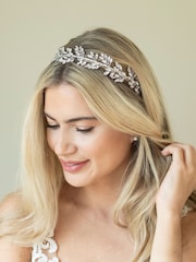 Ivory & Co Silver Utopia Leafy Crystal Headband - Image 4 of 5