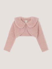 Monsoon Pink Baby Detachable Collar Fuzzy Cardigan - Image 1 of 3