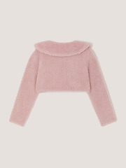Monsoon Pink Baby Detachable Collar Fuzzy Cardigan - Image 2 of 3