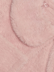 Monsoon Pink Baby Detachable Collar Fuzzy Cardigan - Image 3 of 3