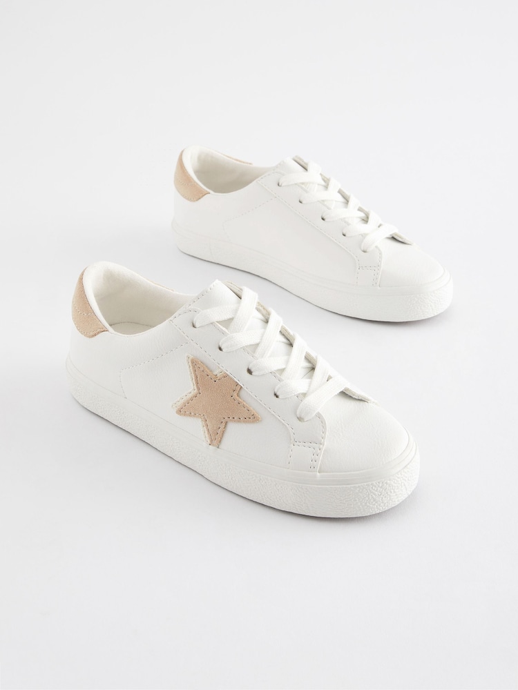 White Neutral Lace Up Trainers - Image 1 of 5 White Neutral Lace Up Trainers - Image 1 of 5