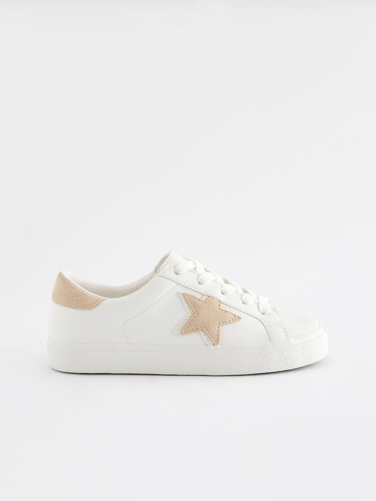 White Neutral Lace Up Trainers - Image 2 of 5 White Neutral Lace Up Trainers - Image 2 of 5