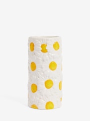 White Daisy Ceramic Cylinder Flower Vase - Image 5 of 6
