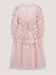 Monsoon Pink Oona Long Sleeve Floral Appliqué Party Dress - Image 3 of 4