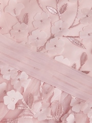 Monsoon Pink Oona Long Sleeve Floral Appliqué Party Dress - Image 4 of 4