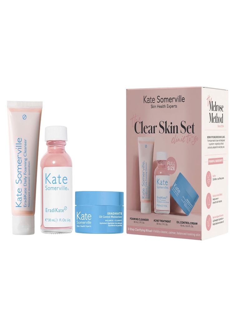 Kate Somerville The Clear Skin Set Eradikate Heroes Kit (Worth £59) - Image 1 of 7 Kate Somerville The Clear Skin Set Eradikate Heroes Kit (Worth £59) - Image 1 of 7