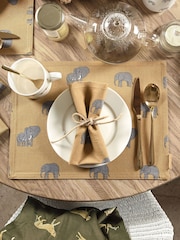 Sophie Allport Set of 2 Yellow Elephant Fabric Placemats - Image 1 of 2