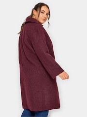Yours Curve Red Boucle Biker Coat - Image 2 of 4