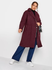 Yours Curve Red Boucle Biker Coat - Image 3 of 4