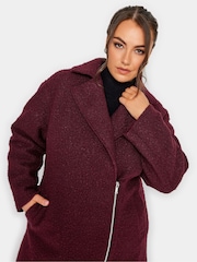Yours Curve Red Boucle Biker Coat - Image 4 of 4