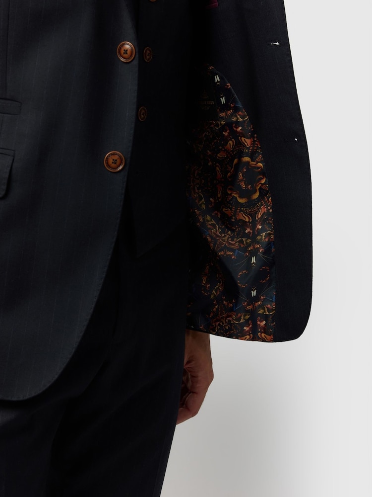 Antique Rogue Black Slim Fit Arlen Pinstripe Flannel Jacket - Image 5 of 5 Antique Rogue Black Slim Fit Arlen Pinstripe Flannel Jacket - Image 5 of 5