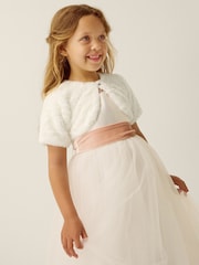 Monsoon Cream Baby Rose Faux Fur Cardigan - Image 1 of 4