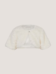 Monsoon Cream Baby Rose Faux Fur Cardigan - Image 2 of 4