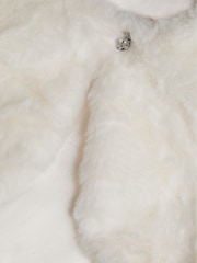 Monsoon Cream Baby Rose Faux Fur Cardigan - Image 4 of 4