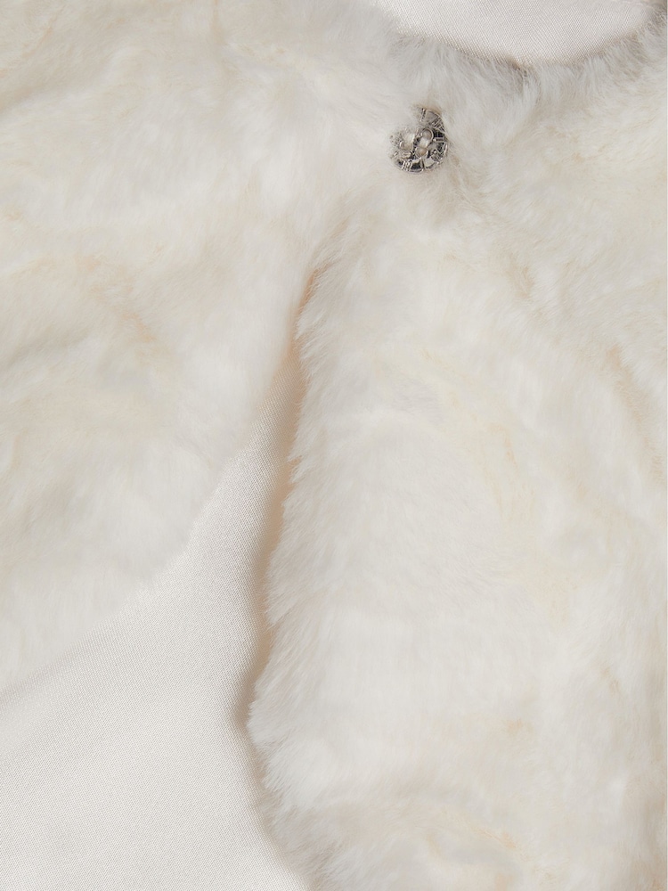 Monsoon Cream Baby Rose Faux Fur Cardigan - Image 4 of 4 Monsoon Cream Baby Rose Faux Fur Cardigan - Image 4 of 4