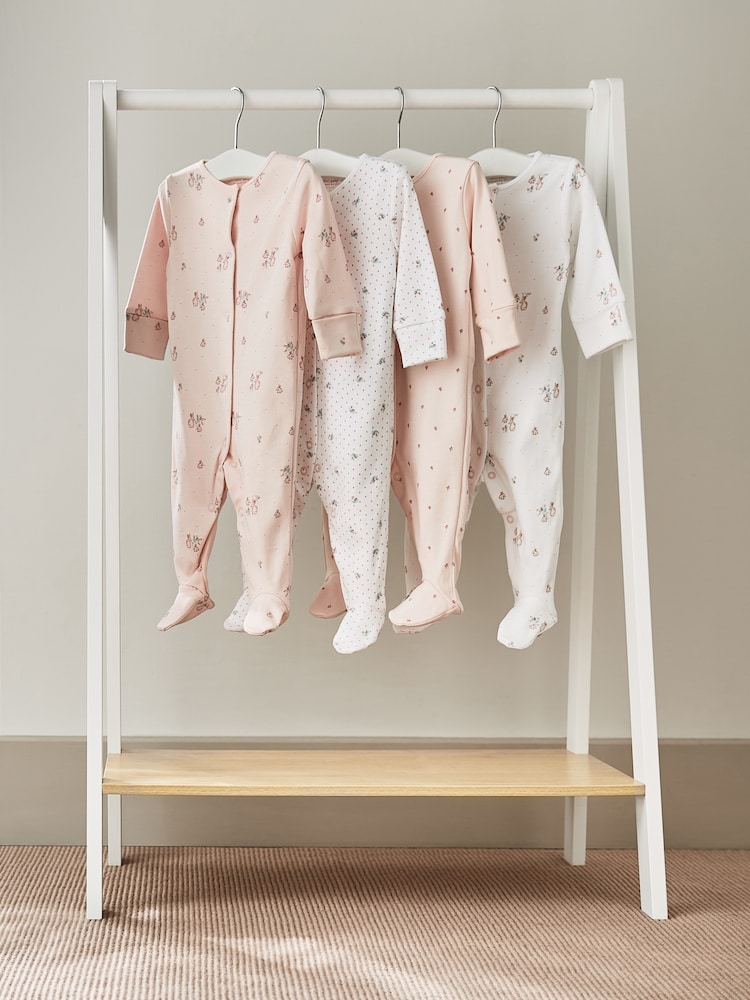 Pink 4 Pack Delicate Bunny Sleepsuits (0mths-2yrs) - Image 1 of 9 Pink 4 Pack Delicate Bunny Sleepsuits (0mths-2yrs) - Image 1 of 9