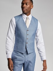 Antique Rogue Blue Slim Fit Pale Texture Waistcoat - Image 1 of 1