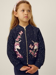 Chaqueta bomber tejida con lentejuelas y unicornios de Monsoon - Imagen 1 de 4