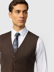 Antique Rogue Brown Slim Fit Harley  Flannel Waistcoat - Image 2 of 2