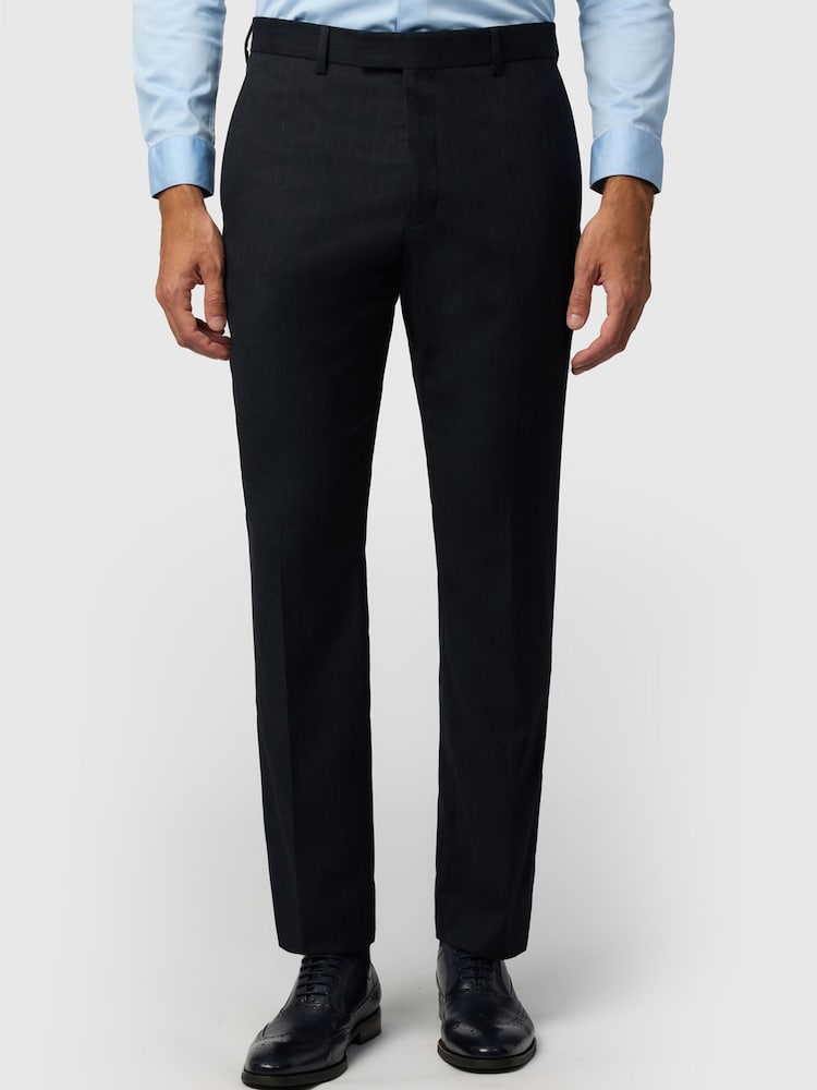 Antique Rogue Black Slim Fit Arlen Pinstripe Flannel Trousers - Image 1 of 1