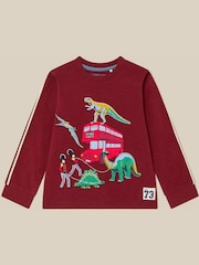 Monsoon Red London Dinosaur Long Sleeve Top - Image 1 of 3