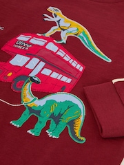 Monsoon Red London Dinosaur Long Sleeve Top - Image 3 of 3