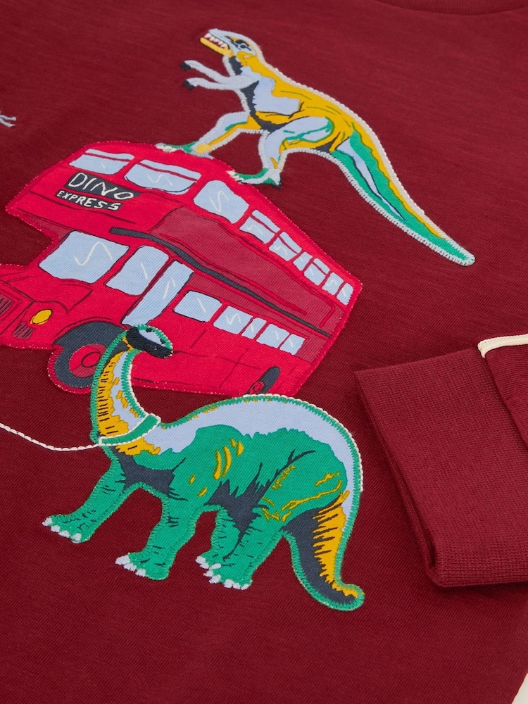 Monsoon Red London Dinosaur Long Sleeve Top - Image 3 of 3 Monsoon Red London Dinosaur Long Sleeve Top - Image 3 of 3