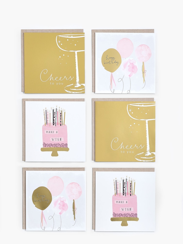 6 Pack Pink Chic Birthday Cards - Image 3 of 3