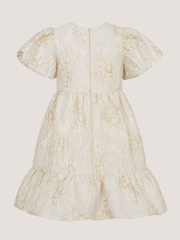 Monsoon Gold Josephine Puff Sleeve Jacquard Party Dress - Image 3 of 3