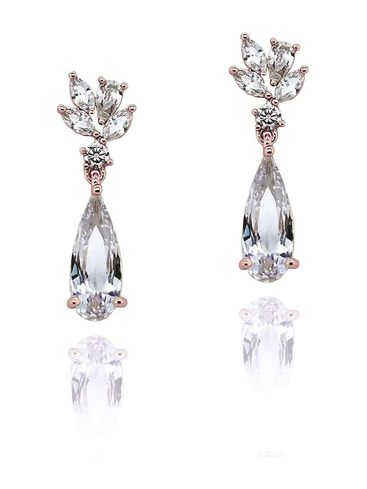 Ivory & Co Rose Gold Harrogate Classic Crystal Drop Earring - Image 1 of 5
