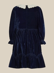 Monsoon Pearl Smocked Velvet Dress - صورة 3 من 4