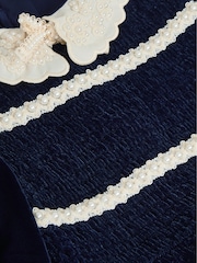 Monsoon Pearl Smocked Velvet Dress - صورة 4 من 4
