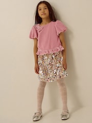 Monsoon Pink Zoe Velvet Top & Sequin Skirt Set - Image 1 of 4
