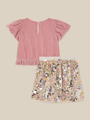 Monsoon Pink Zoe Velvet Top & Sequin Skirt Set - Image 3 of 4