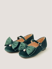 Monsoon Zapatos planos de terciopelo con lazo - Imagen 1 de 3